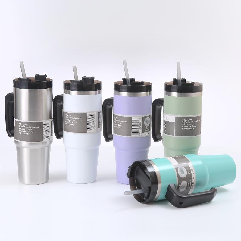 Straw Thermos Cup Male and Female Students Large Capacity Stainless Steel Water Cup Car Portable Coffee Ice Bully Cup