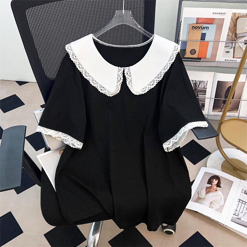 Plus Size Women s Summer Doll Collar Slimming T-shirt (200/300 Jin) Short Sleeve 7107 6XL