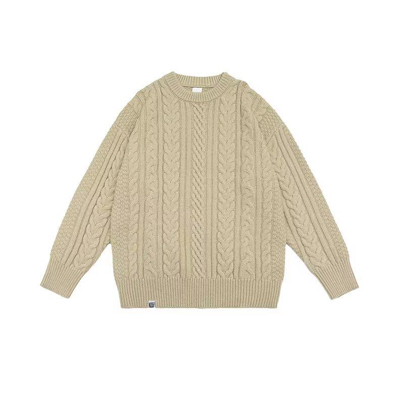 

Japanese Retro Art Round Neck Unisex Pullover Sweater - Lazy Style Cable Knit Bestseller L