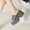 Krazing Pot Polyurethaan Mules Lente Zomer Maat 43 Maat 42 Prints Dames Platform Dames Ronde Neus Instappers Waterdichte Sandalen