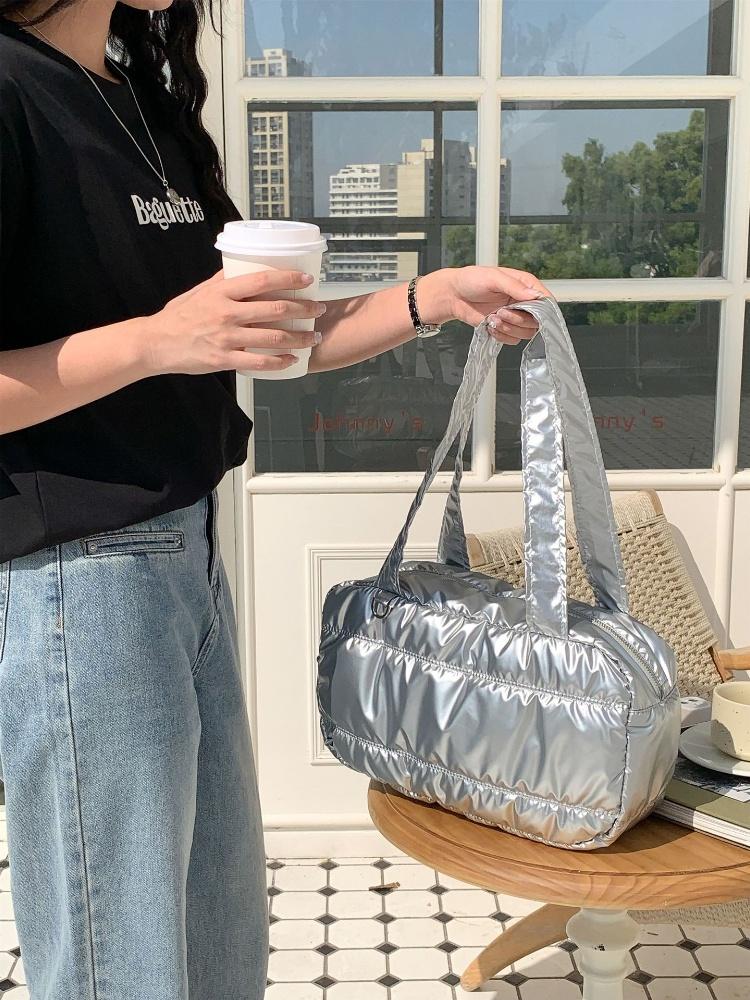 Casual Quilted Shoulder Bags for Women Korean Style Versatile Single oulder Bag Blogger Bag Commuter Folded Soft Leather Handbag