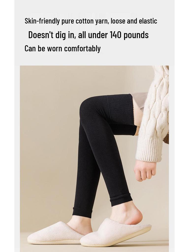 Women's Antibacterial Over-the-Knee Leg Warmer Socks: Thick, Anti-Slip, Cotton Knee Pads - Black for Autumn/Winter.