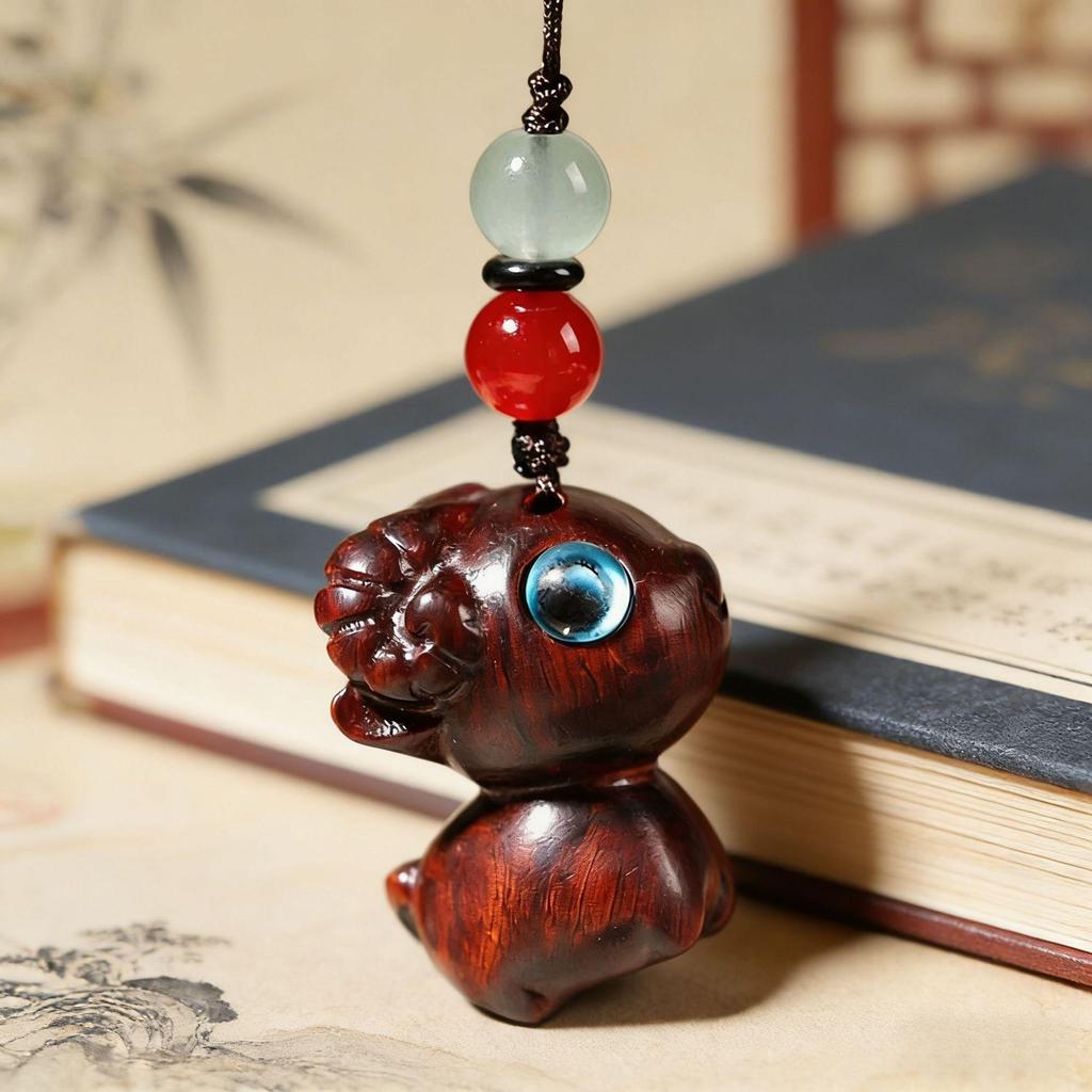 Sandalwood Zodiac Sheep Keychain Pendant