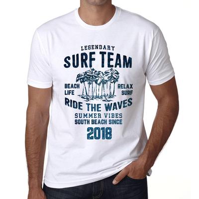 Men’s Vintage Tee Shirt Graphic T Shirt Surf Team 2018 White