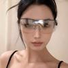 Spice girl riding windproof sports sunglasses one-piece sunglasses oversized frame premium sense metal goggles