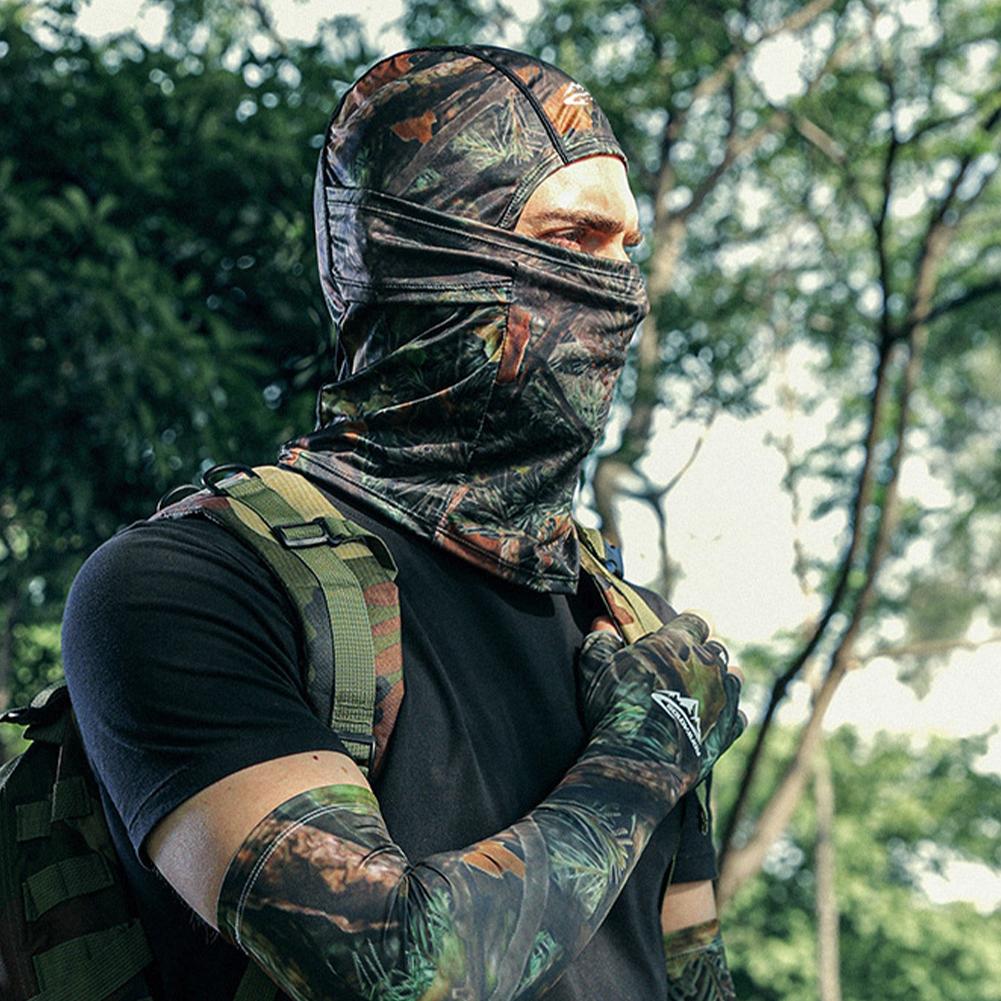 Summer UV Protection Face Ice Silk Mask Men Cooling Sun Hood Breathable Tactical Balaclava Fishing Cycling Face Cover Camo Style