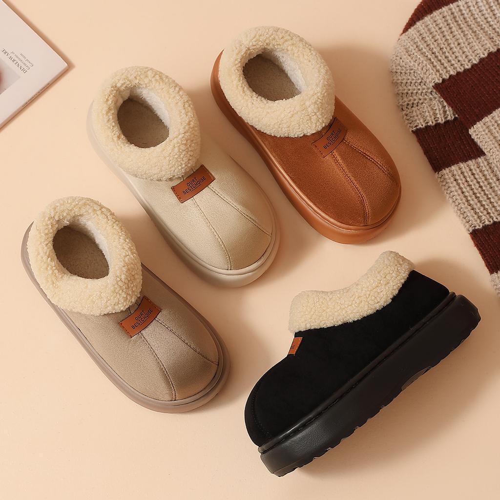 2025 new low-top cotton shoes for autumn and winter wear simple and versatile suede all-inclusive warm plush cotton boots