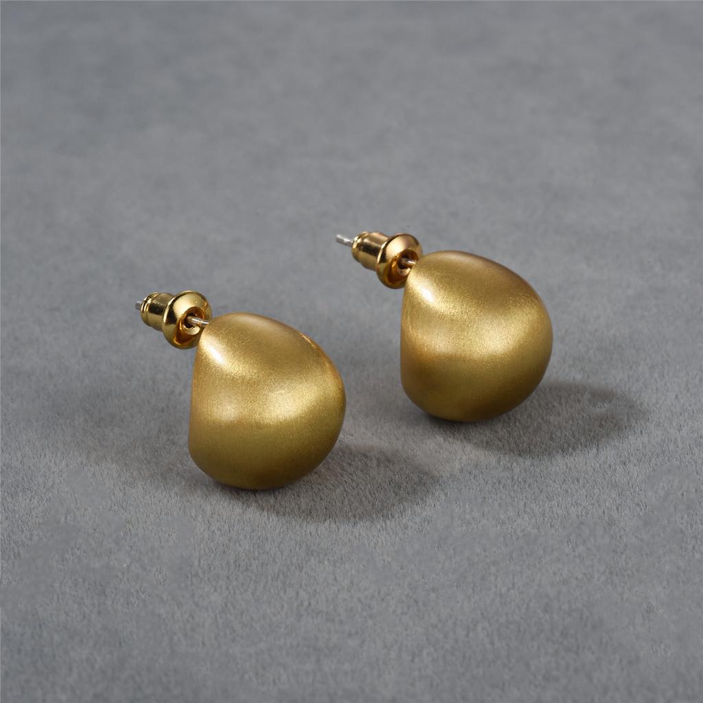 Medieval Style Round Matte Brushed S925 Silver Needle Stud Earrings, Light Luxury Design, Simple Temperament Earrings