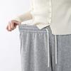 Onl Women Fleece Back Slit Elastic Waist Pleated Wide Training Pants
