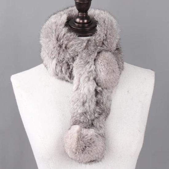 Hot Sale Women Winter Real Rabbit Fur Scarf Lady Warm Rabbit Fur Scarves Knit Natural Real Rabbit Fur Ring Casual Muffler