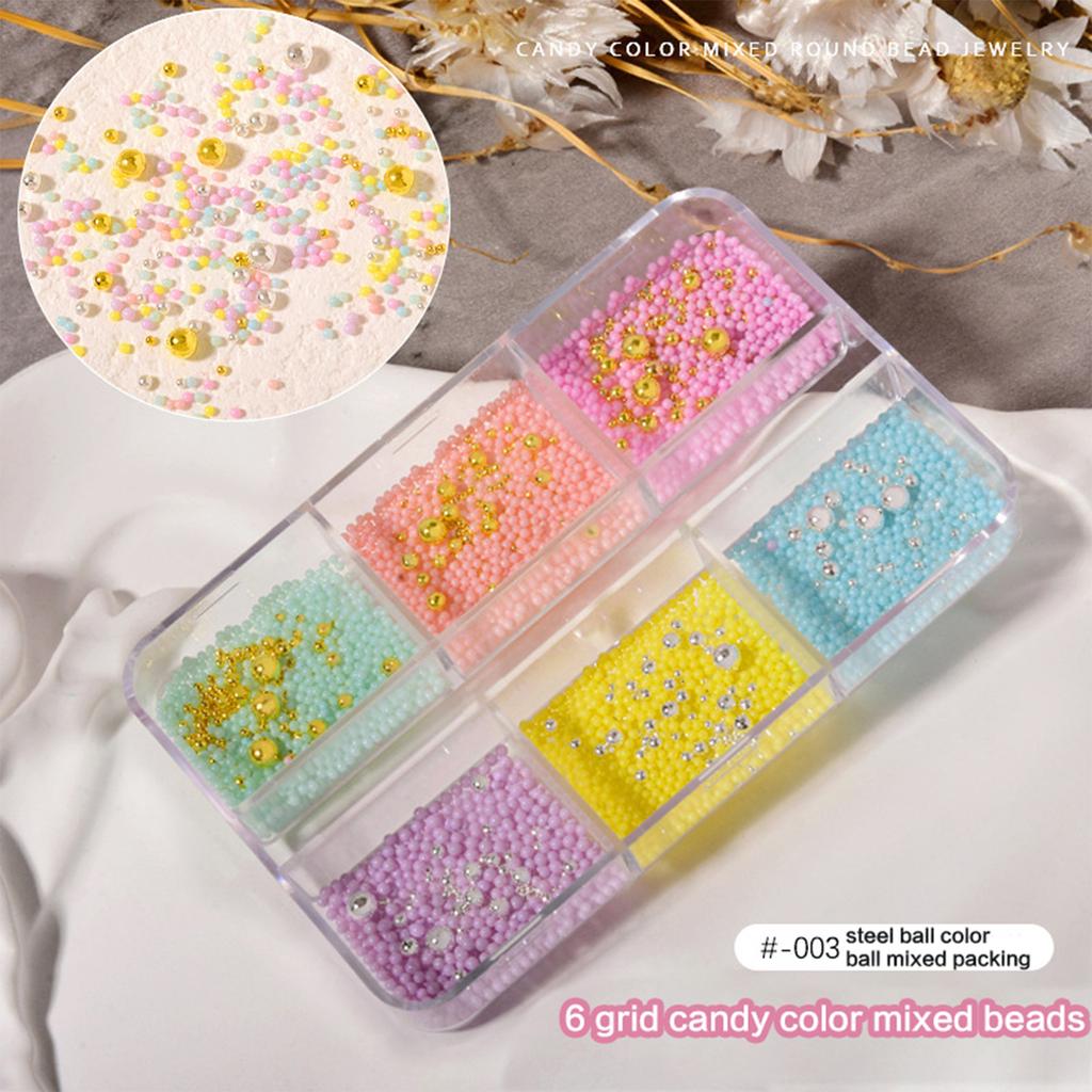 Nail Beads Nail Art Jewelry Box Gold Nail Studs Round Caviar Beads For Nails Gold Round Bead for DIY Phone Nail Face