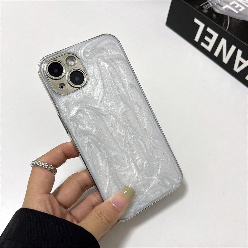Luxusní gel s inkoustovým efektem, galvanicky pokovený stříbrný kryt pro iPhone 15 Pro Max 14 Plus 13 12 Pro 11 Kryt s komplexní ochranou proti pádu