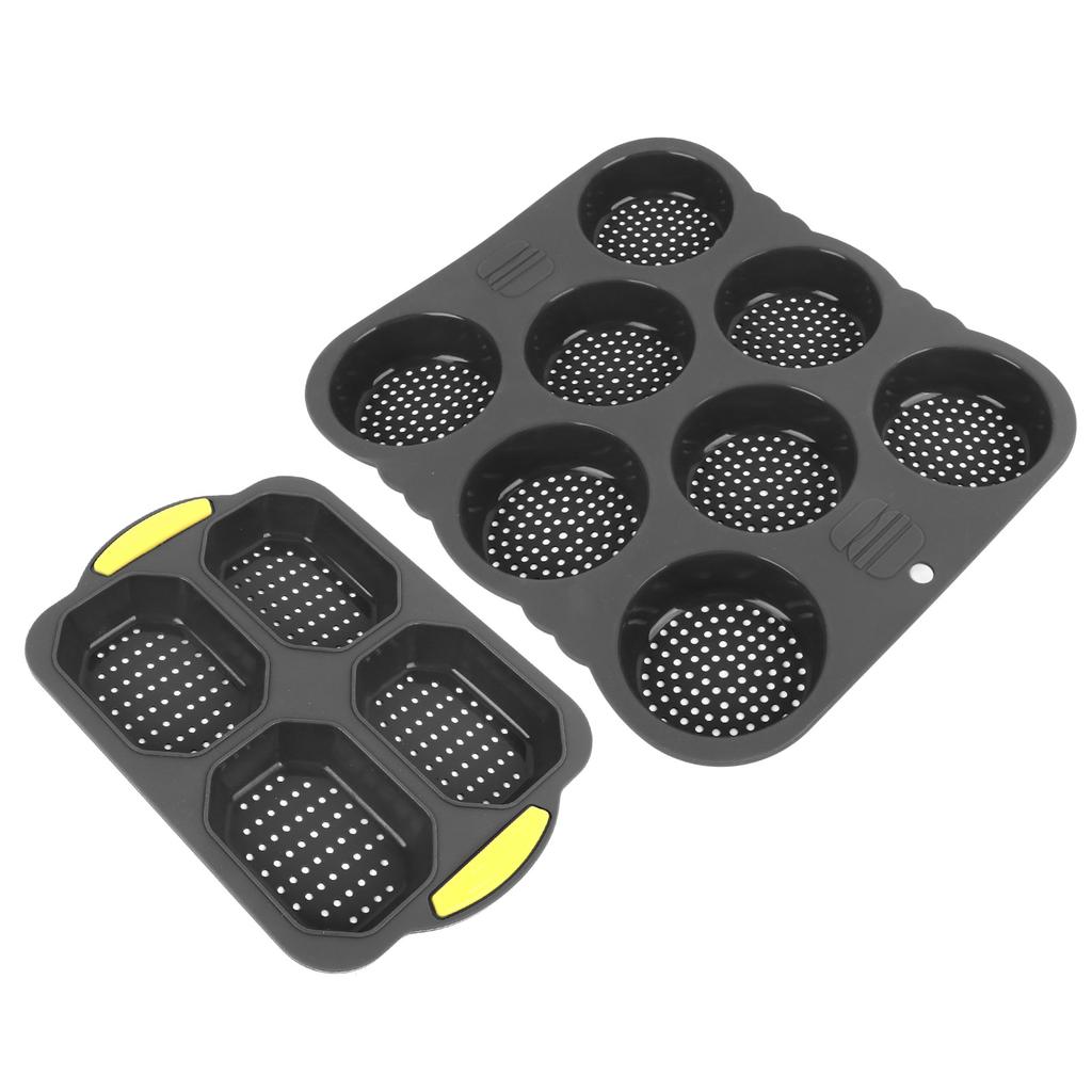 8 Cavity Silicone Hamburger Bread Mold 4 Cavity Silicone Baguette Pan for Baking Bread Ovens Microwaves Dishwashers