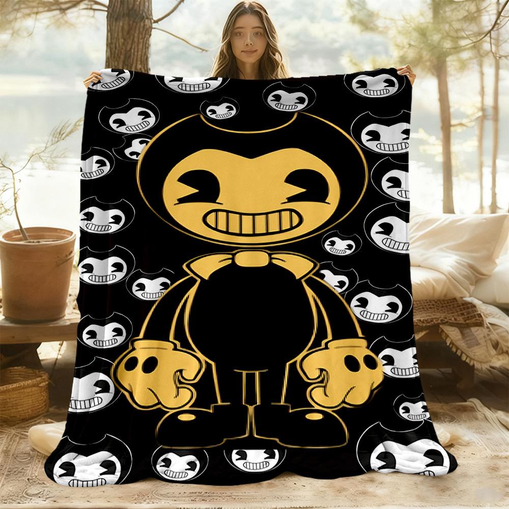 1PC Bendy and the Ink Machine Outdoor Flannel Throw Blanket - HD Printed Lightweight Soft Warm All-Season Blanket for Sofa, Bed, Travel, Camping 030