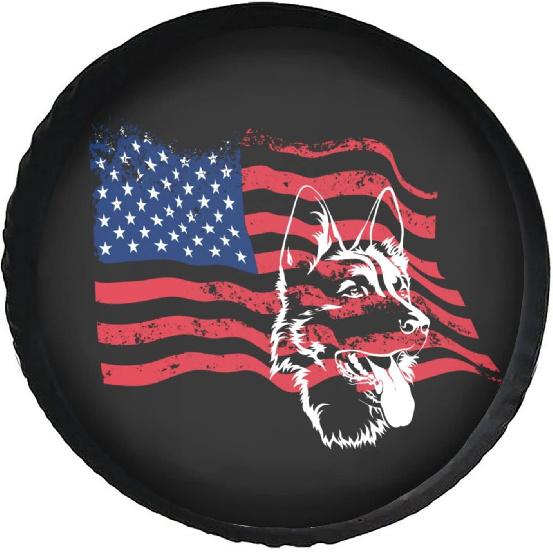 

Black German Shepherd Spare Tire Cover Wheel Protectors Dust-Proof Wheel Tire Cover Fit,Trailer, Rv, SUV and Many Vehicle 17inch 17 for Diameter 31 -33
