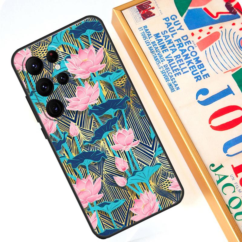 Lotus Flower Case For Samsung Galaxy S24 S23 S22 S21 Ultra Note 20 S20 FE S8 S9 S10 Note 10 Plus Cover