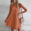 Summer Women Casual Sleeveless Mini Dress Loose O Neck Tank Beach Party Holiday Fashion Dress
