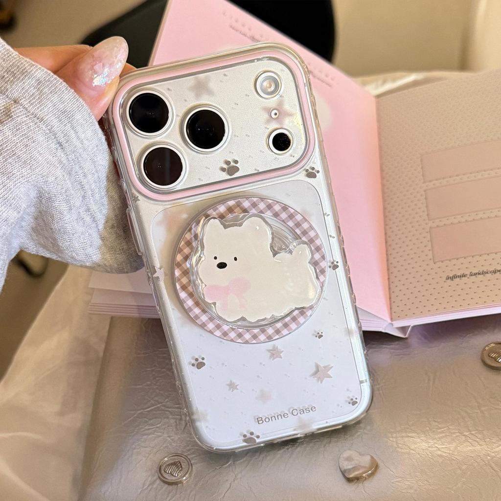 Cute White Puppy Magnetic Phone Case for iPhone 16, iPhone 17, and iPhone 17 Pro Max