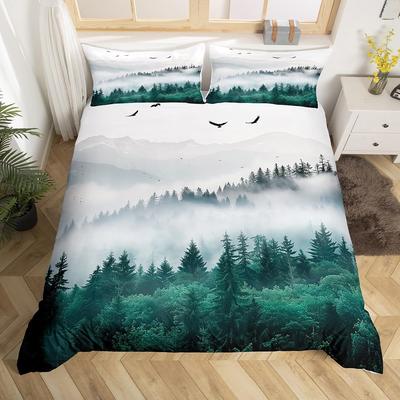 Ensembles de literie Forêt des Smoky Mountains Housse de couette Parc National Housse de couette Arbre Vert Brumeux Housse de couette Paysage Naturel