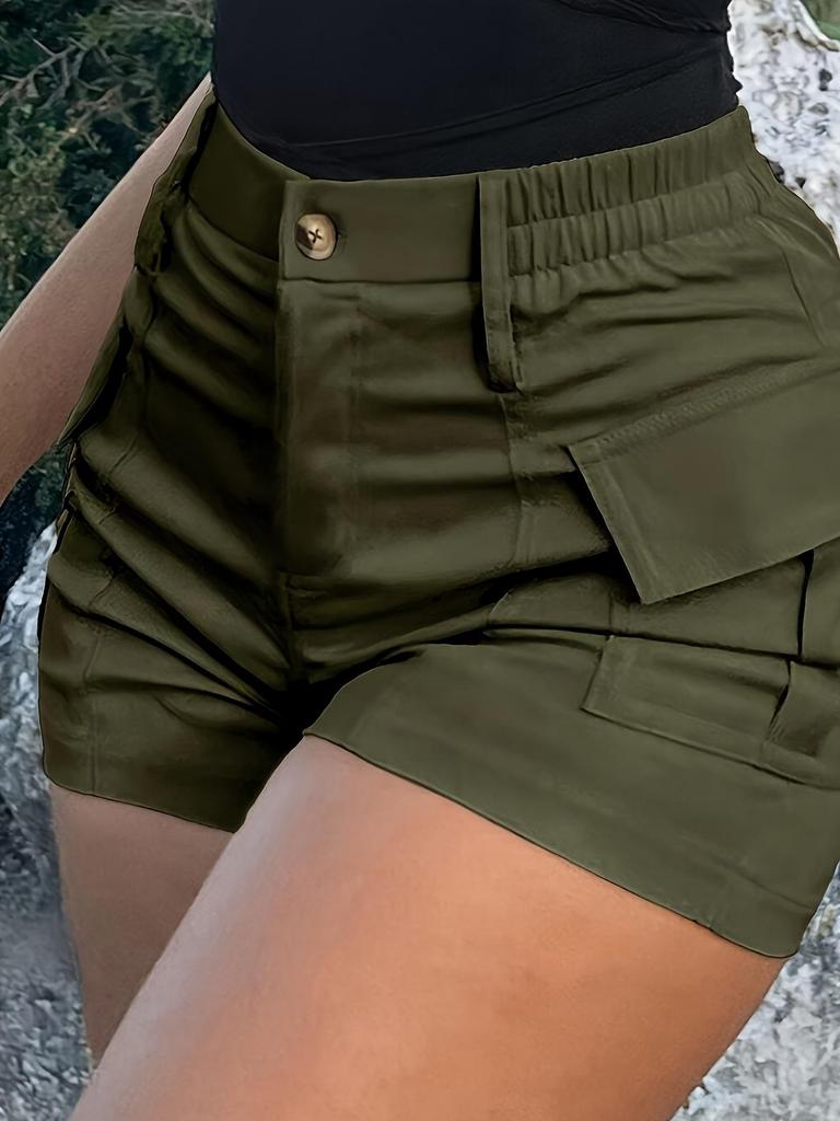 2025 New Style Women's High-Waisted Button Street Cargo Shorts
