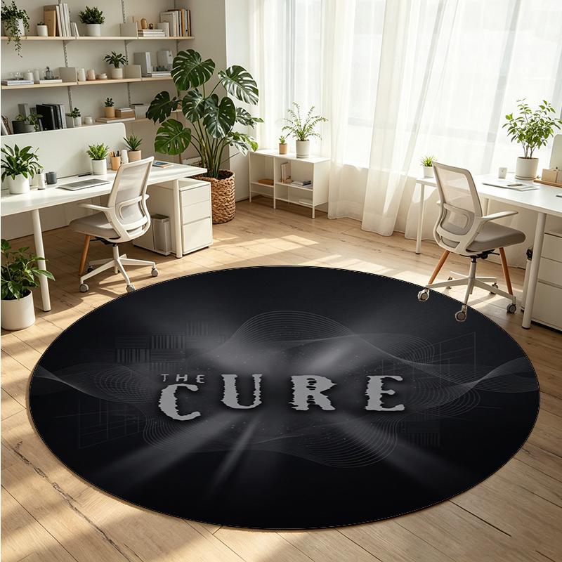 The Cure Printed Round Crystal Velvet Rug Soft Non Slip Floor Carpet For Bedroom Holiday Gift