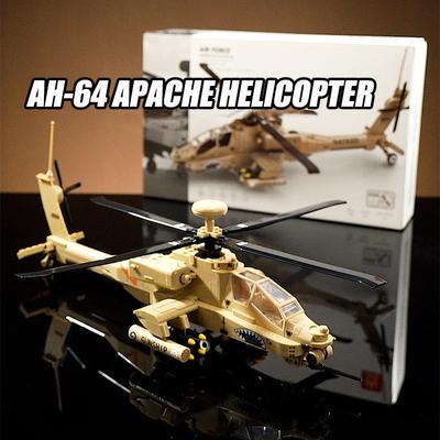 Military 255pcs AH-64 Apache Helicopters Model Building Blocks Bricks Set Assembly Helicopters Kits Toys For Children Boys Gifts
