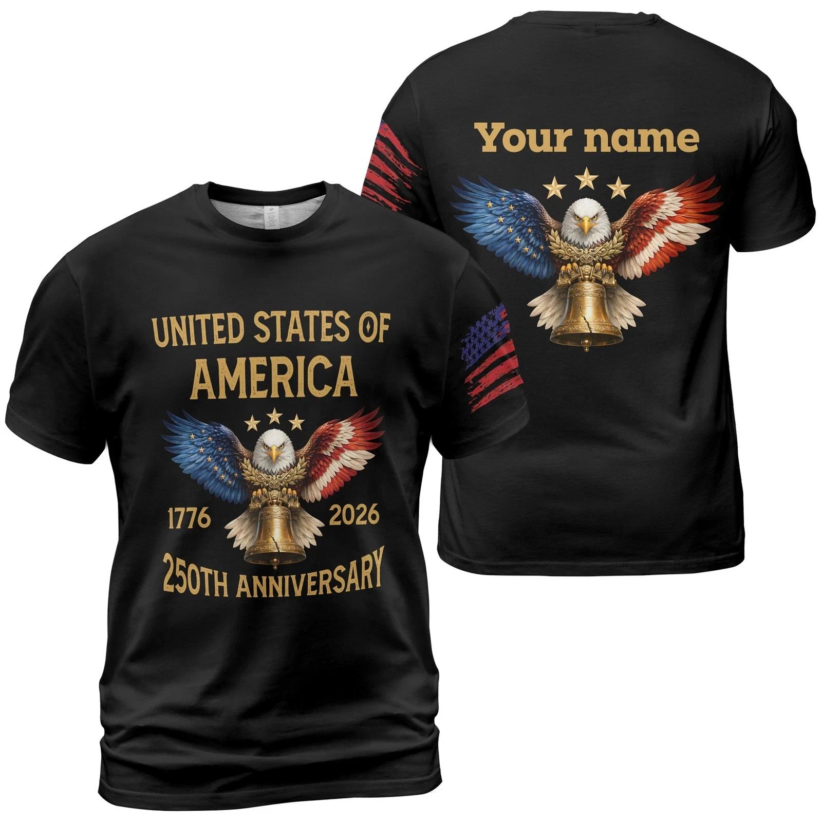 USA 250th Anniversary 1776-2026 Patriotic Independence T-Shirt 3D M853 L