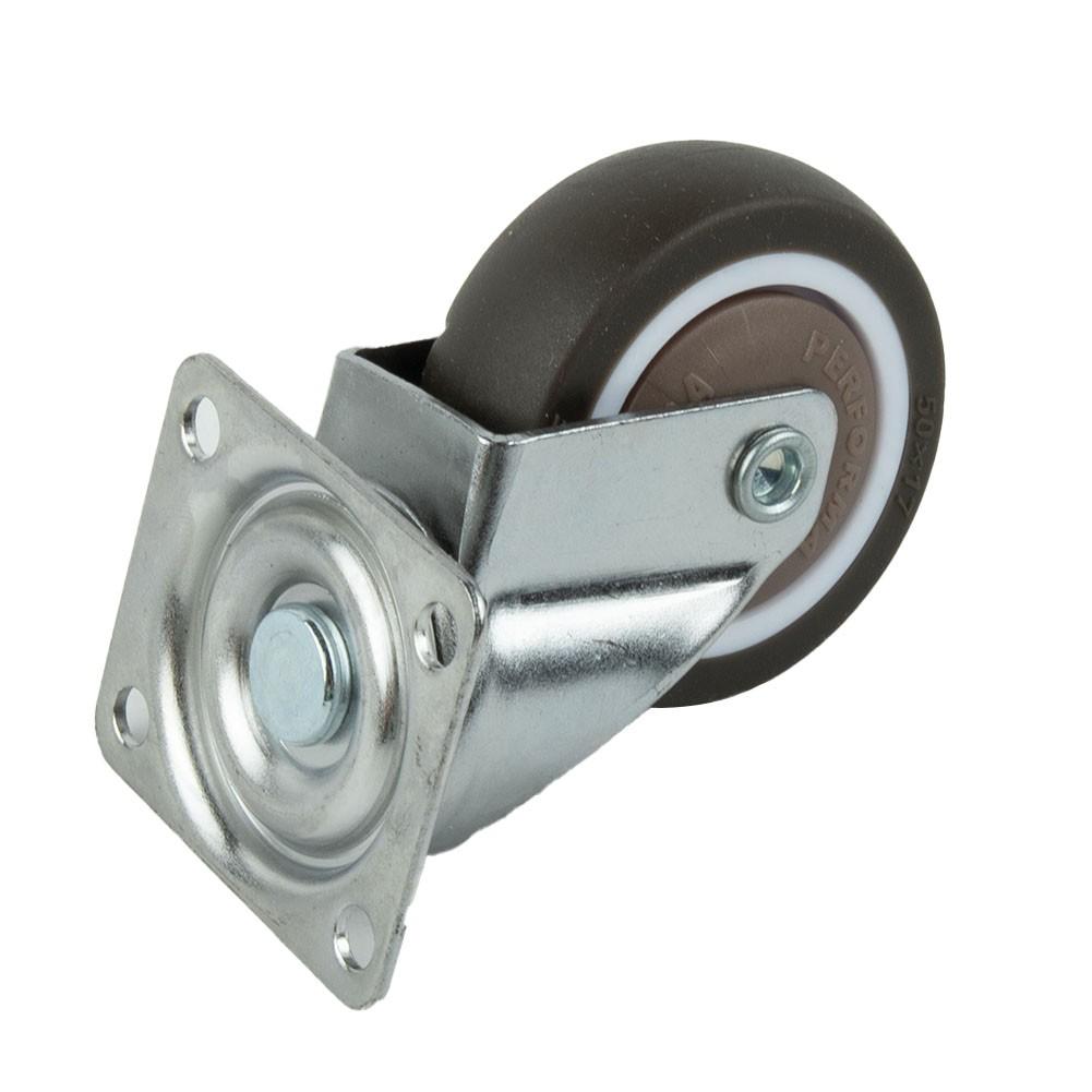 Set of 4 Heavy Duty Swivel Casters with Brakes Top Plate TPR Wheels 2inch