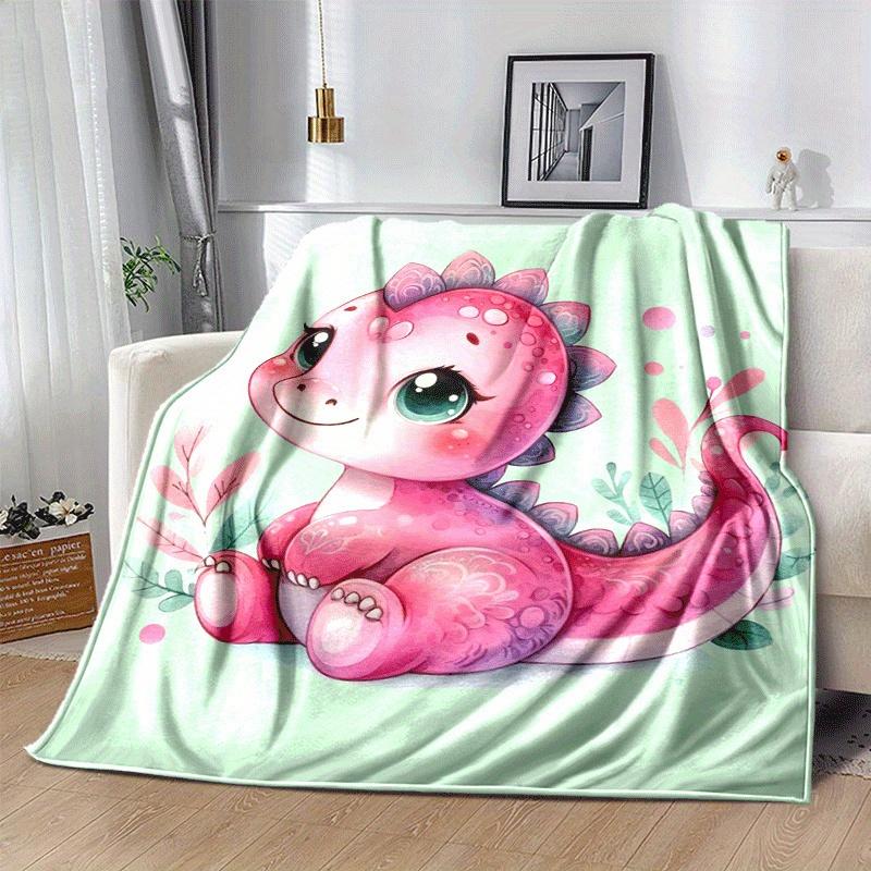 1pc Dinosaur Printing Lightweight Flannel Blanket, Comfortable and Warm Blanket, for Camping Sofa Bed and Couch Office, Gift