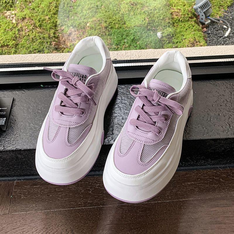 

Mesh breathable thick-soled white shoes women s new summer thin versatile casual sports board shoes 40 фиолетовый