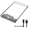 2.5" To 3.5" HDD Bracket & Type-C Optical Drive Enclosure (Transparent) with Data & Power Cables, Screws Included
