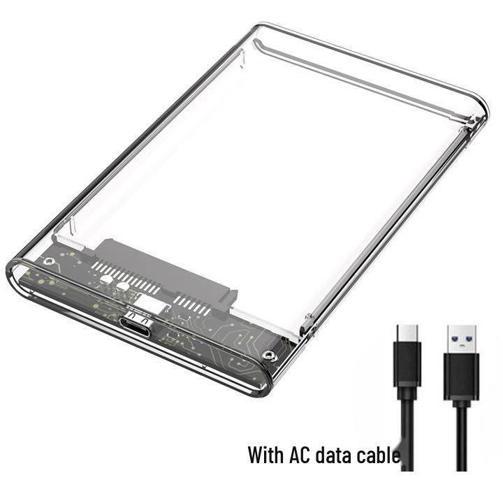 2.5" To 3.5" HDD Bracket & Type-C Optical Drive Enclosure (Transparent) with Data & Power Cables, Screws Included