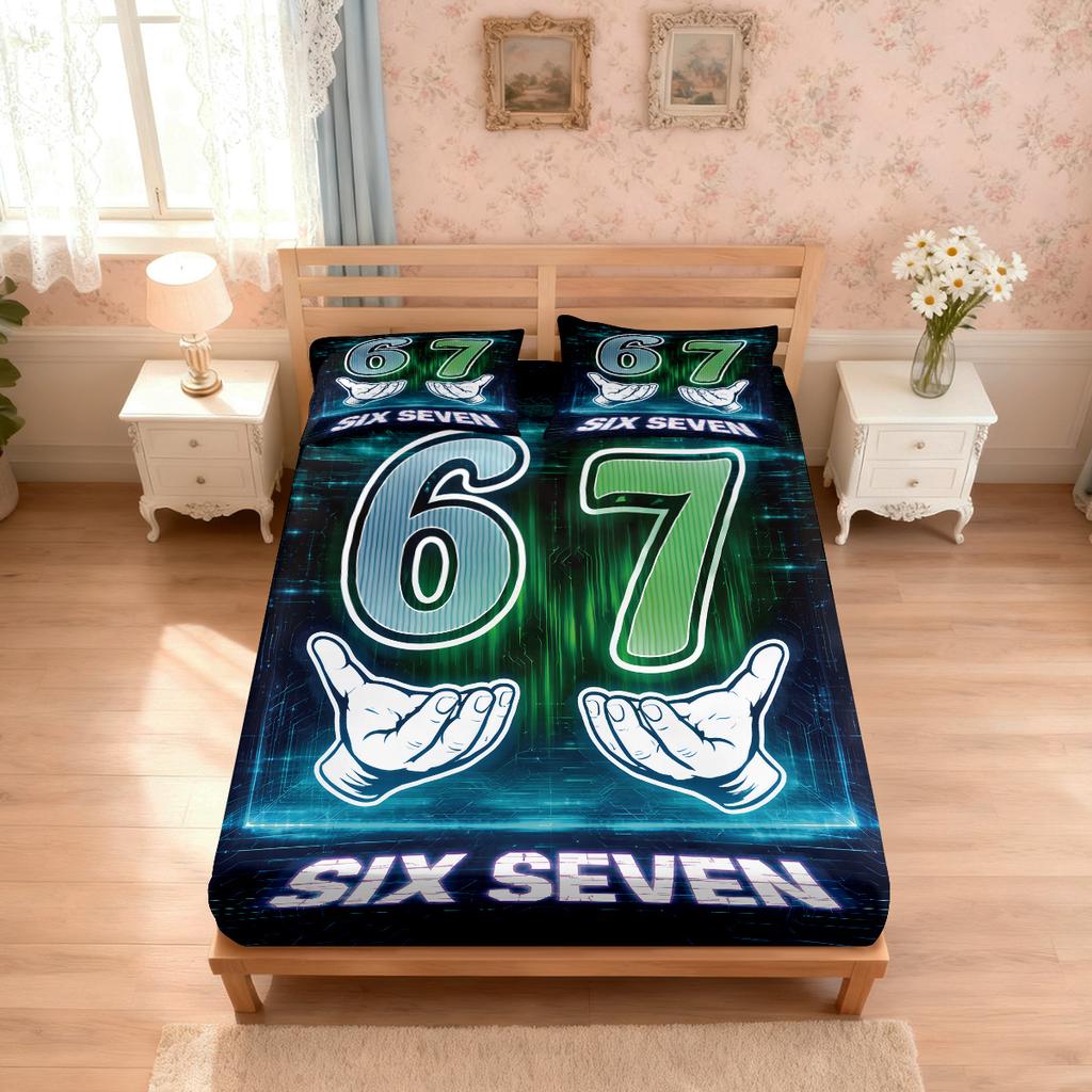 3pcs Cyber Style 67 Element Print Coreless Bed Sheet Set Multi Size Soft Bed Cover Bedroom Bedding Decoration Machine Washable