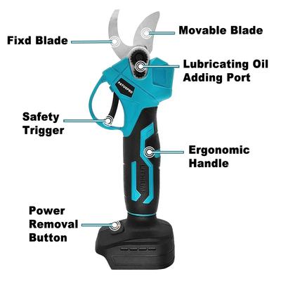Tijera de Podar Eléctrica Inalámbrica Sin Escobillas de 30MM Cortador de Ramas Herramienta Eléctrica para Batería Makita de 18V(Sin batería)