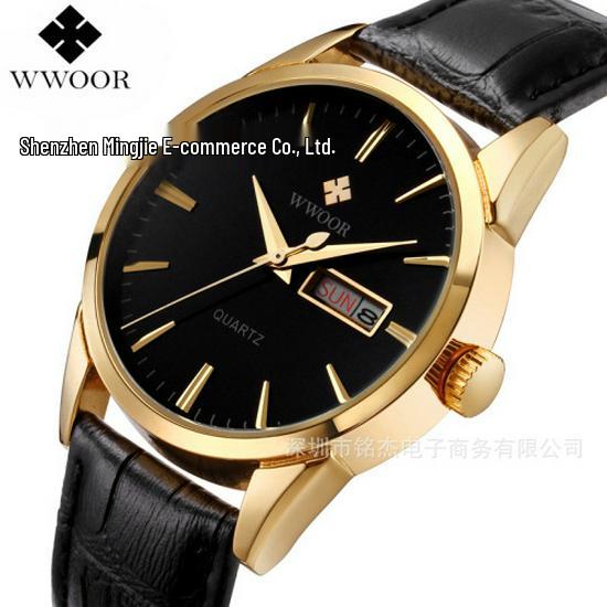 WWOOR Grip Love 8801 Men s Leather Strap Watch - Trendy Multifunctional Business Casual Timepiece черный ремень золотая раковина черный циферблата
