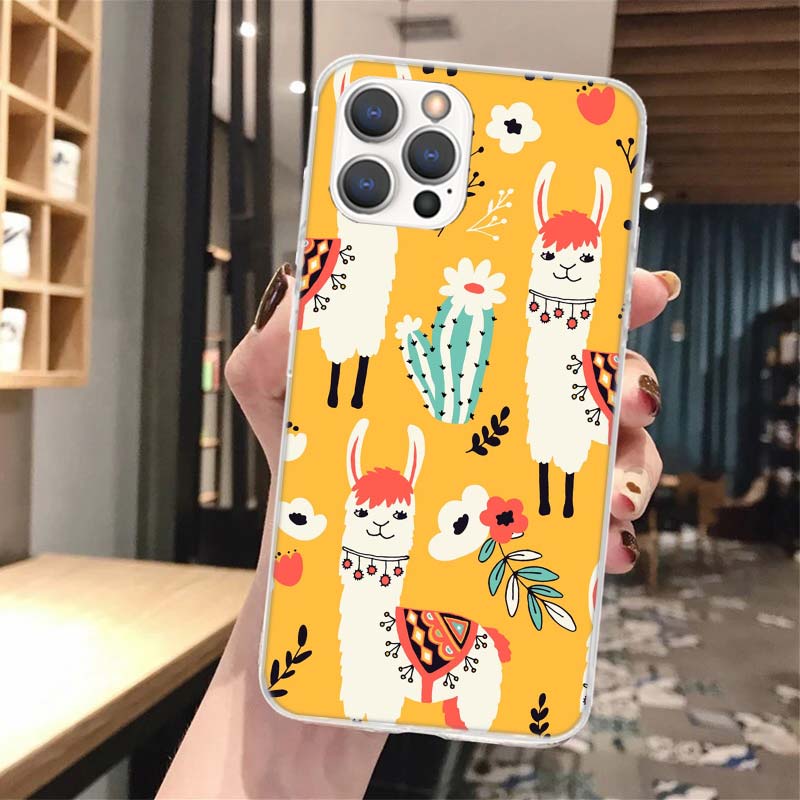 Lama Llama Alpacas Soft Phone Case For iPhone 16 15 14 13 12 11 Pro Max X XR XS 7 Plus 8 + SE 2020 Pattern Customized Cover 14 1
