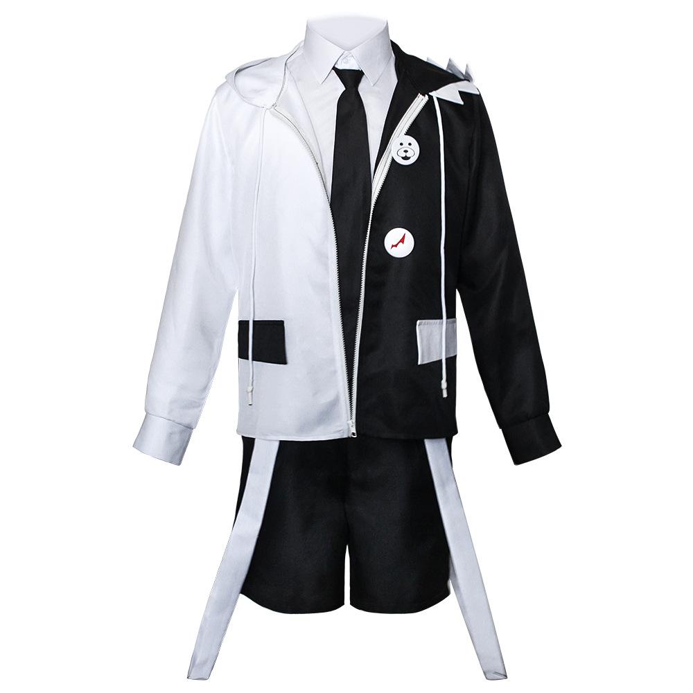Men 5 Pcs Anime Costume Danganronpa V3: Killing Harmony Cosplay Monokuma Unisex Cosplay Costume Coat+shirt+tie+pants+badge