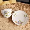 Creative Afternoon Tea Coffee Cup And Saucer Flower And Bird Printing Black Tea Cup Set Kitchen Supplies Cup And Saucer Gift