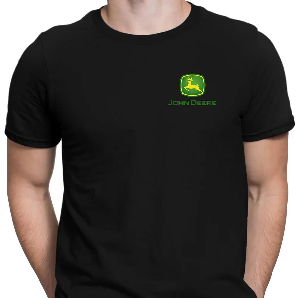 John Deere Logo Black T-Shirt Classic Cotton Tee Car Fan Gift Streetwear XXXXL