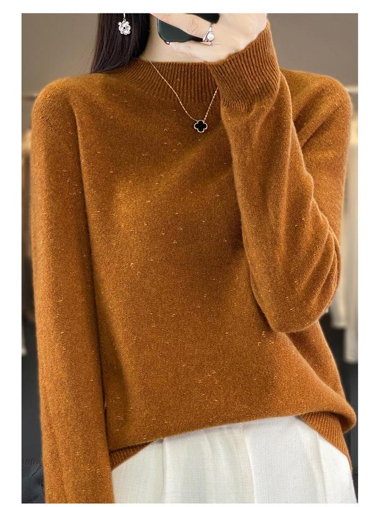 Women's Cozy Round Neck Knitted Wool Sweater