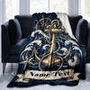 1PC Custom Name Nautical Anchor Tattoo Outdooor Flannel Blankets Throw Blanket All-Season Throw Gift Bedspread for Couch, Bed, Camping Holiday Birthda