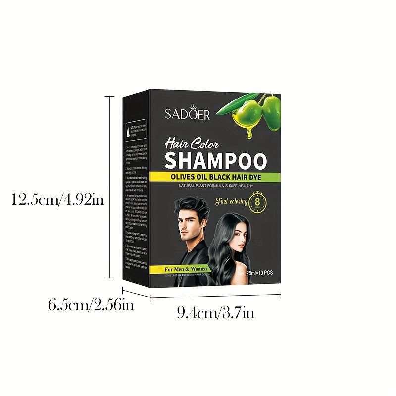 25ml*10pcs/caixa Tintura de Cabelo Preto com Azeite de Oliva, Coloração Rápida 8 Min, Deixa o Cabelo com Aspecto Hidratado, Cobre Cabelos Brancos, Fácil de Limpar