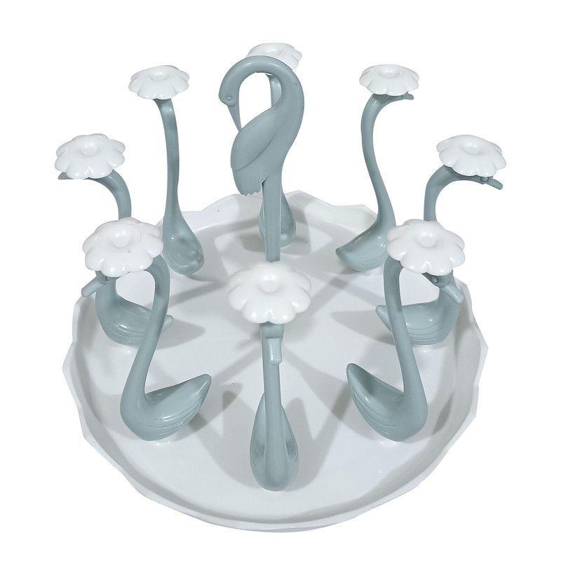 

1 шт. Стойка для хранения чашек в форме лебедя, ручная, настольная, держатель для стаканов для воды, вращающаяся сушилка для кружек, кофейных чашек, кухонный органайзер синий