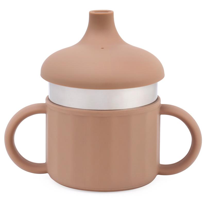 6-Month-Old Baby Anti-Choke Duckbill Cup Feeding Bottle Baby Straw Drinking Water Anti-Choke Stainless Steel Children's Water Cup
