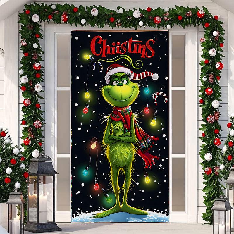 Christmas Cartoon Door Cover Sticker for Home Party Backdrop