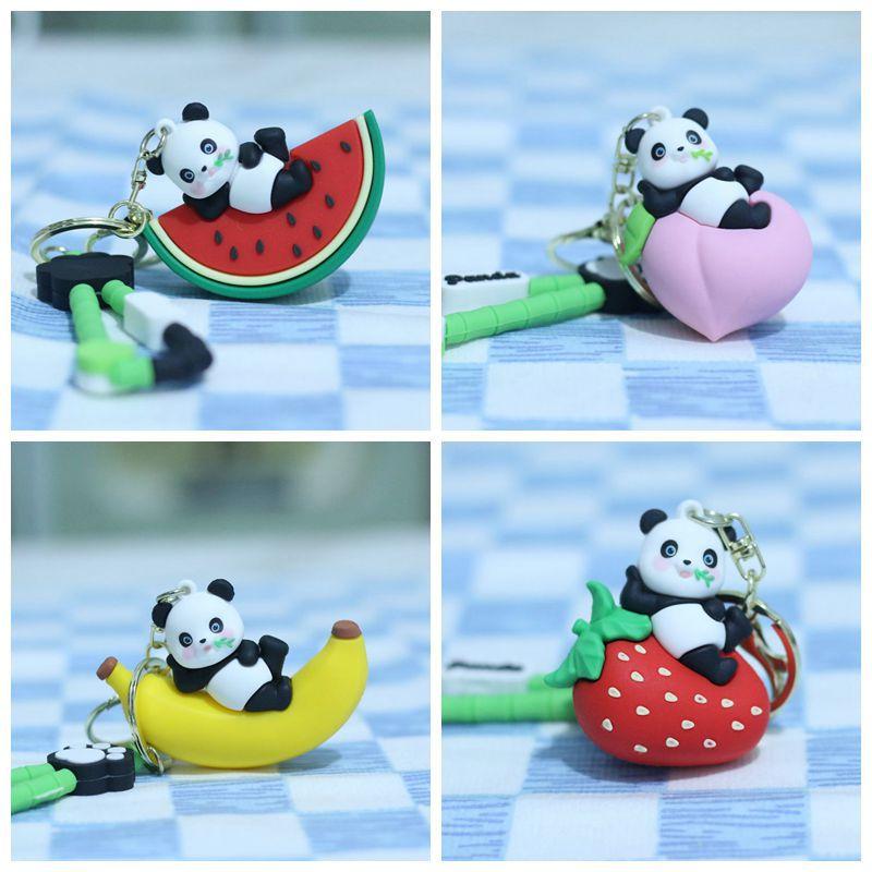 Collectible Cartoon Panda Plush Keychain In Multiple Fruit Designs With Super Fill Soft