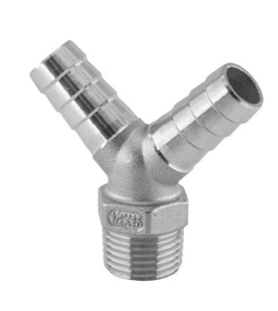 

1/4 3/8 1/2 BSPT Male x 8 10 12 15 19 20 mm Hose Barb Tee 3 Ways 304 Stainless Steel Pipe Fitting Connectore Splitter 8mm&1/2