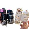 Water bottle: Dual drink, plastic cup, dual-compartment cup, cute straw cup, water cup, new cartoon portable children's water bottle