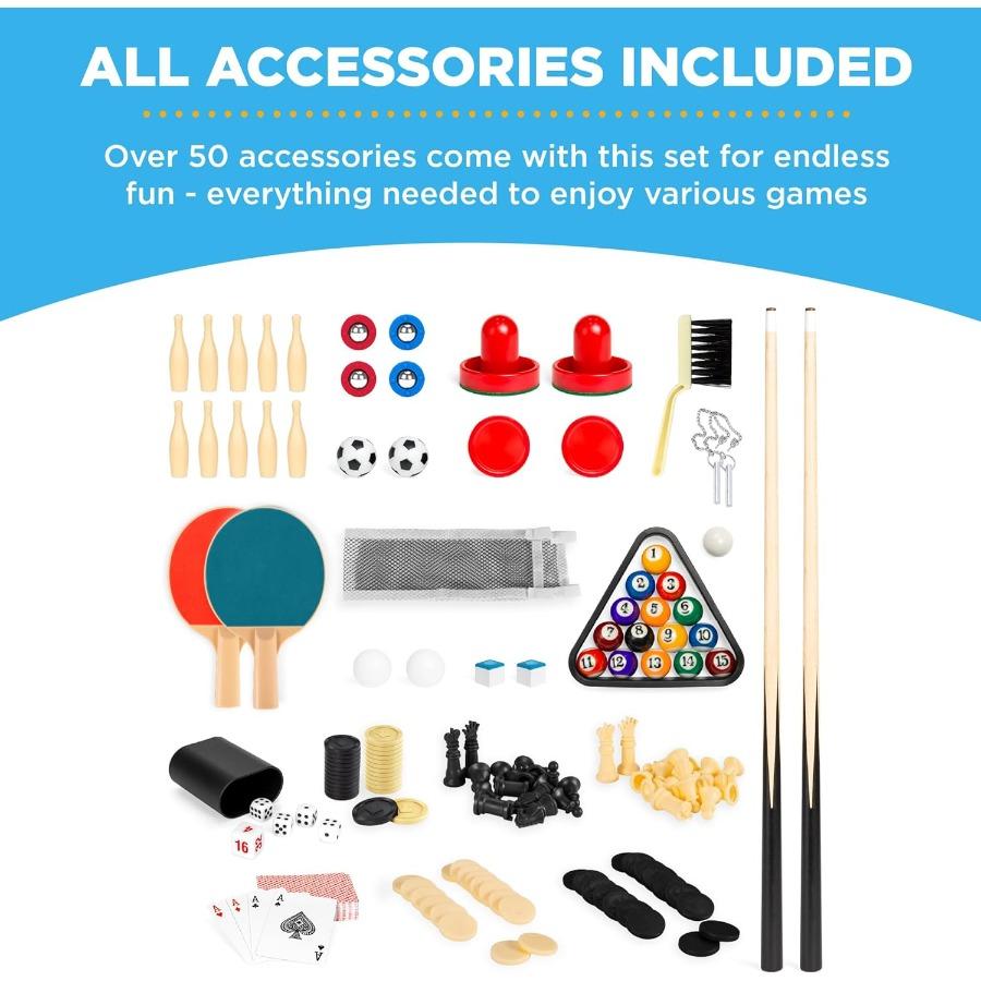 2x4ft 10in1 Combo Game Table Set for Home Game Room Perfect for Friends and Family Gatherings with Integrated Hockey Foosball P