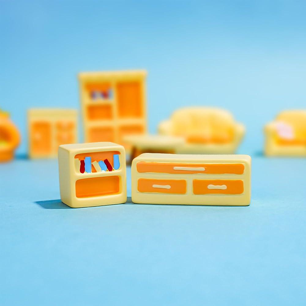 Derayee Miniature Furniture Resin Decor Set 10 Pieces Cute Doll Collection Garden Ornament Props